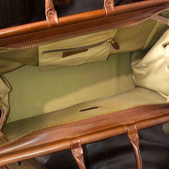 RALPH LAUREN Tartan Plaid Brown Green Doctor Bag Boston Weekend Travel Suitcase - Picture 9 of 17